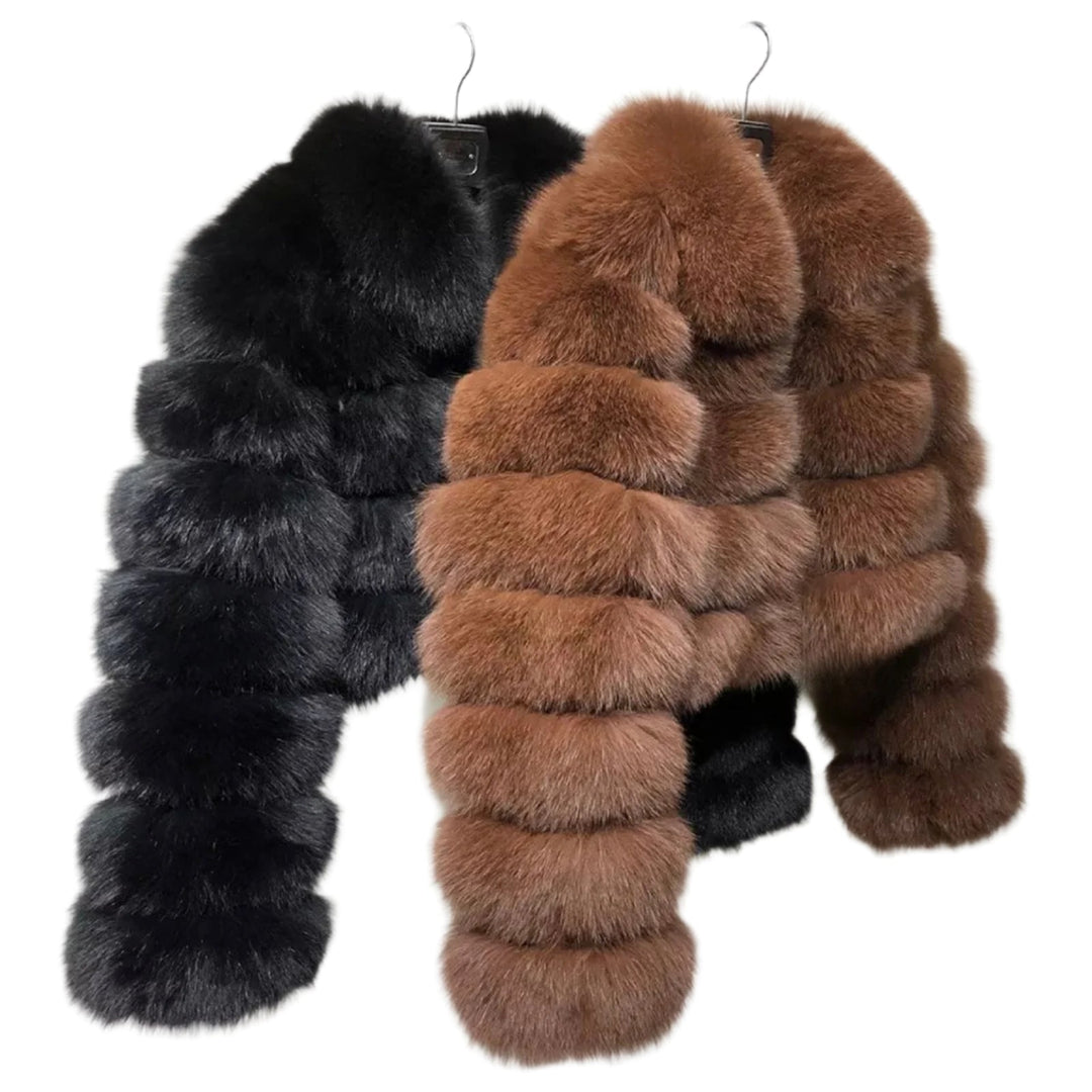 Zipped Closure Mini Fur Coat