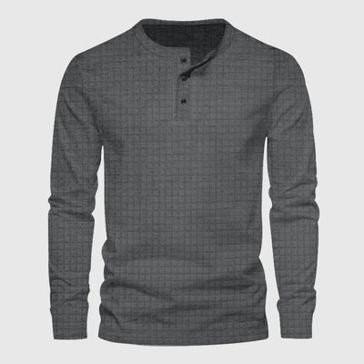 Stellar Atelier™️ | Casual Textured Plaid Slim Fit Long Sleeve Henley T-Shirt