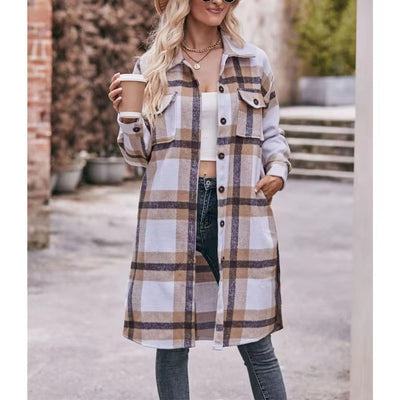 Elena™️ | Chic Check Coat with Buttoned Details