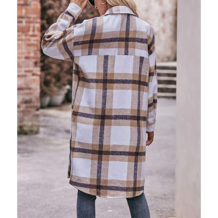 Elena™️ | Chic Check Coat with Buttoned Details