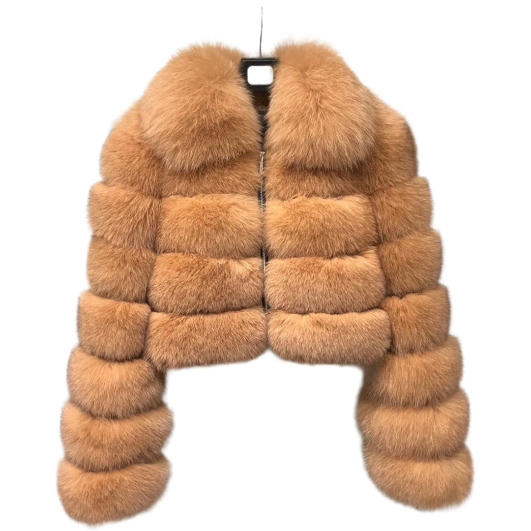 Zipped Closure Mini Fur Coat