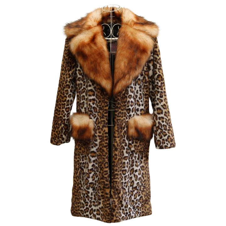 Luxe Leopard Windbreaker Long Fur Coat