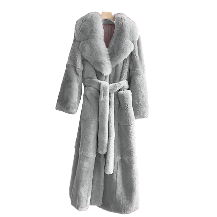 Plus Size Belt X-Long Fur Coat