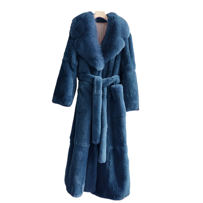 Plus Size Belt X-Long Fur Coat