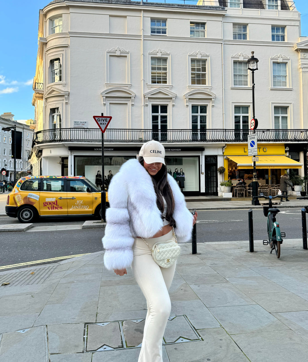 Classic Straight Rows Collar Fur Coat