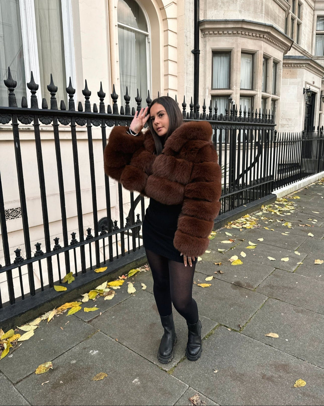 Casual Cropped Mini Hooded Fur Coat