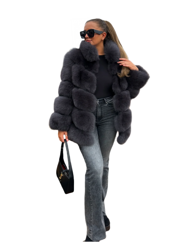 Distinctive 5 Rows Collar Fur Coat