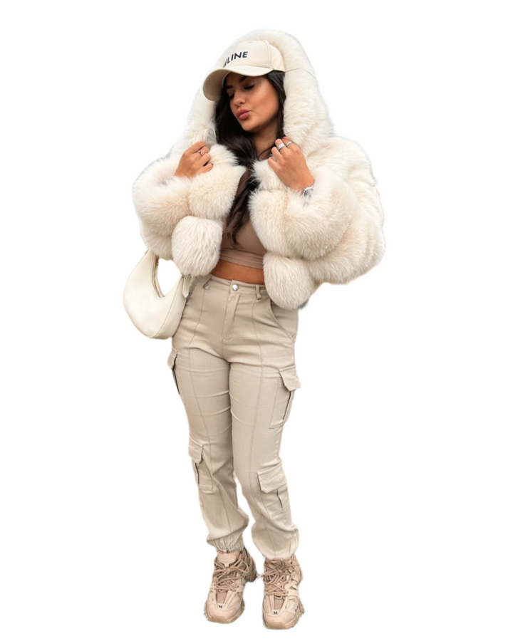 Casual Cropped Mini Hooded Fur Coat