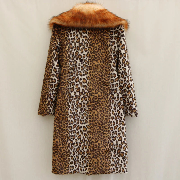 Luxe Leopard Windbreaker Long Fur Coat