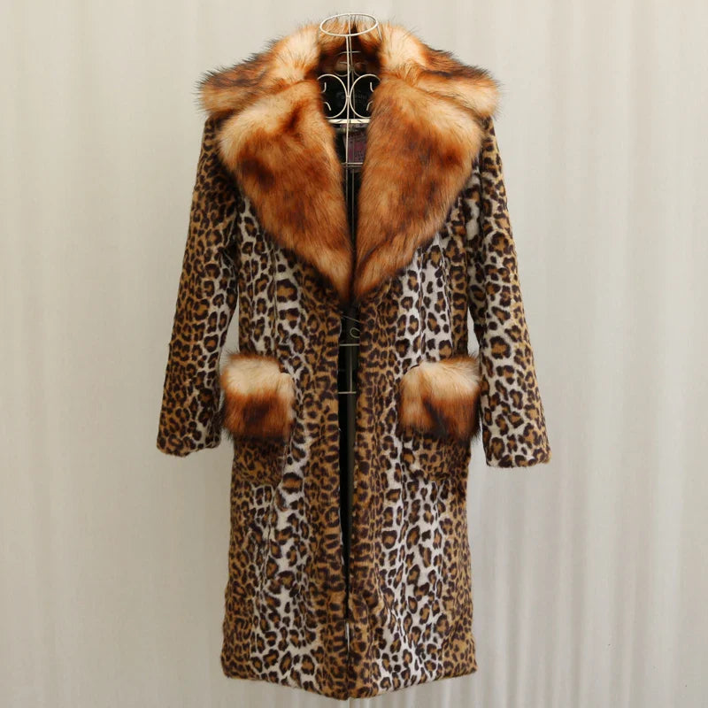 Luxe Leopard Windbreaker Long Fur Coat