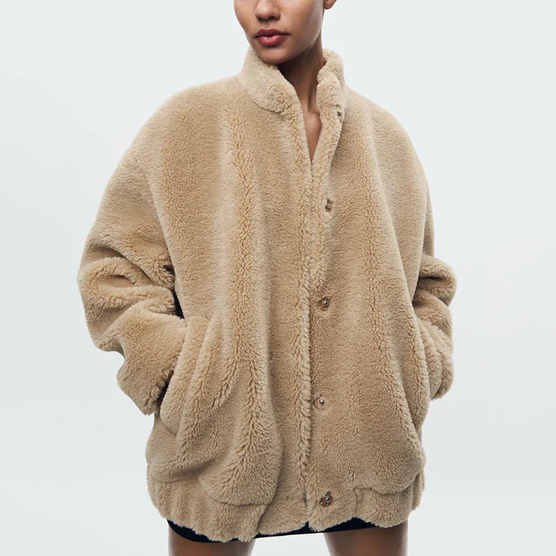 Plush Lambswool Fur Coat