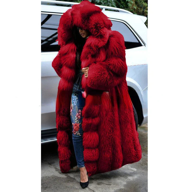 Plush Long Faux Fox Fur Coat