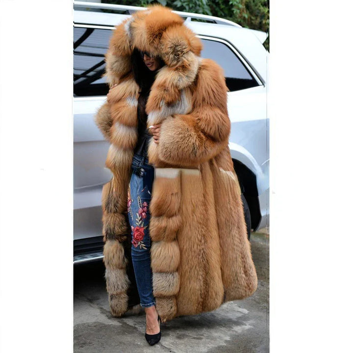 Plush Long Faux Fox Fur Coat