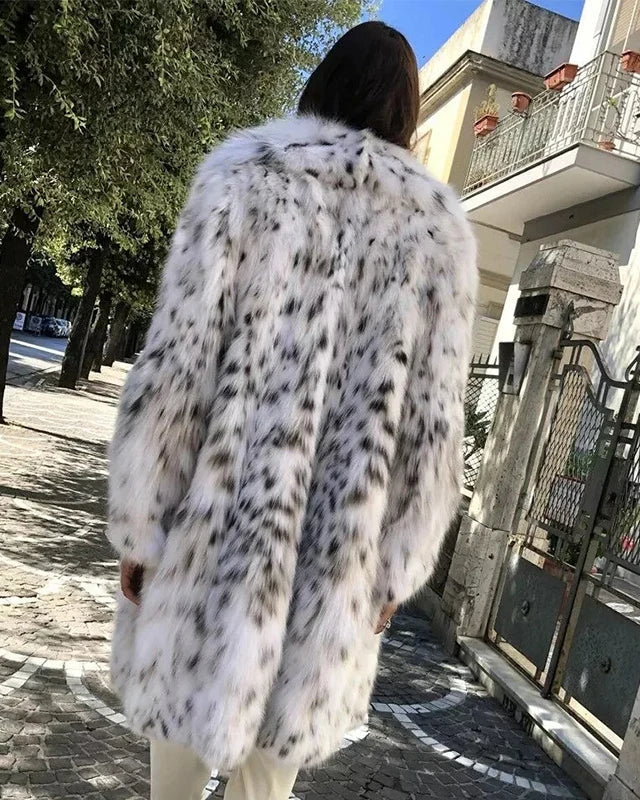 Leopard Print Faux Fur Coat