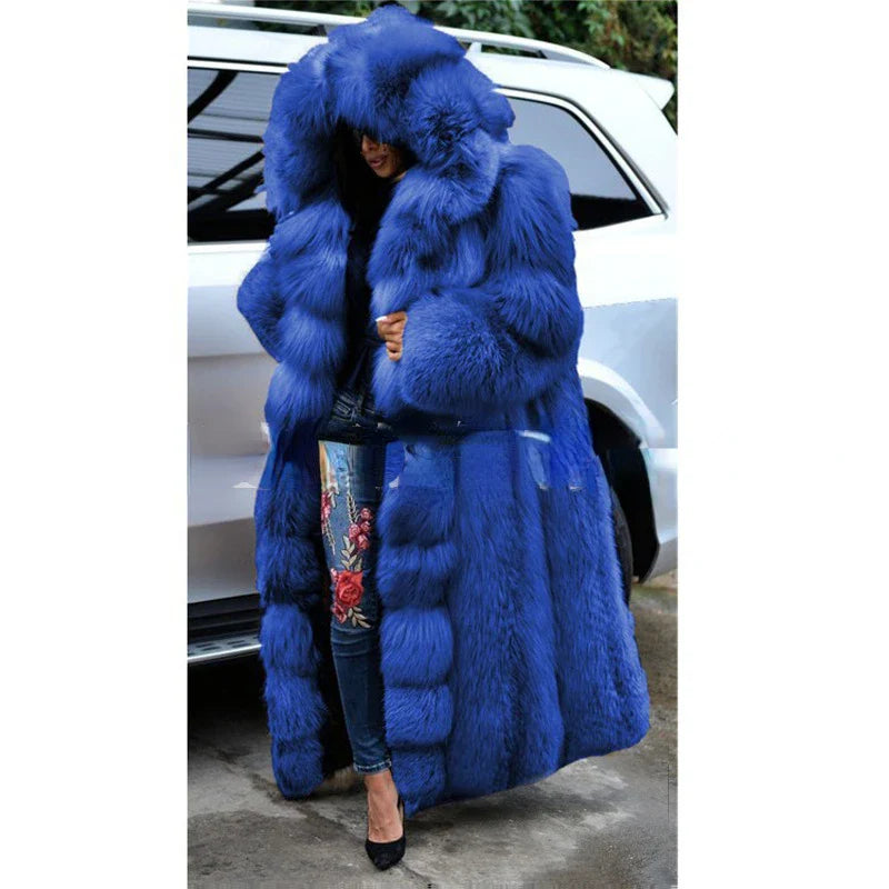 Plush Long Faux Fox Fur Coat