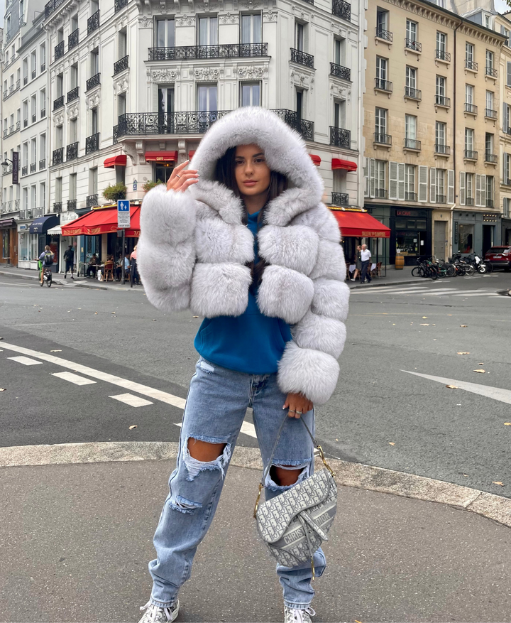 Casual Cropped Mini Hooded Fur Coat