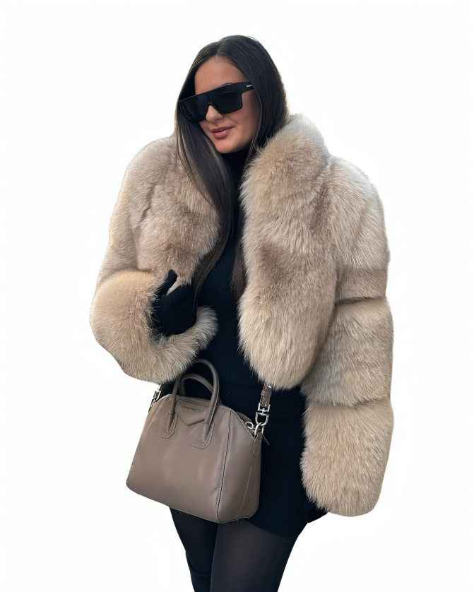 Luxe Cropped Collar Fur Coat