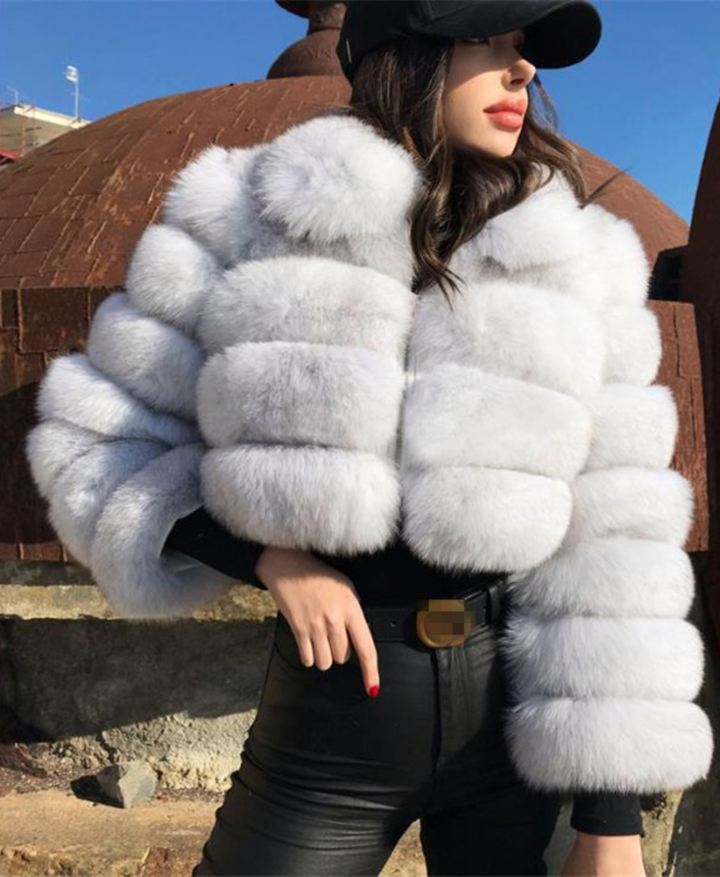 Zipped Closure Mini Fur Coat