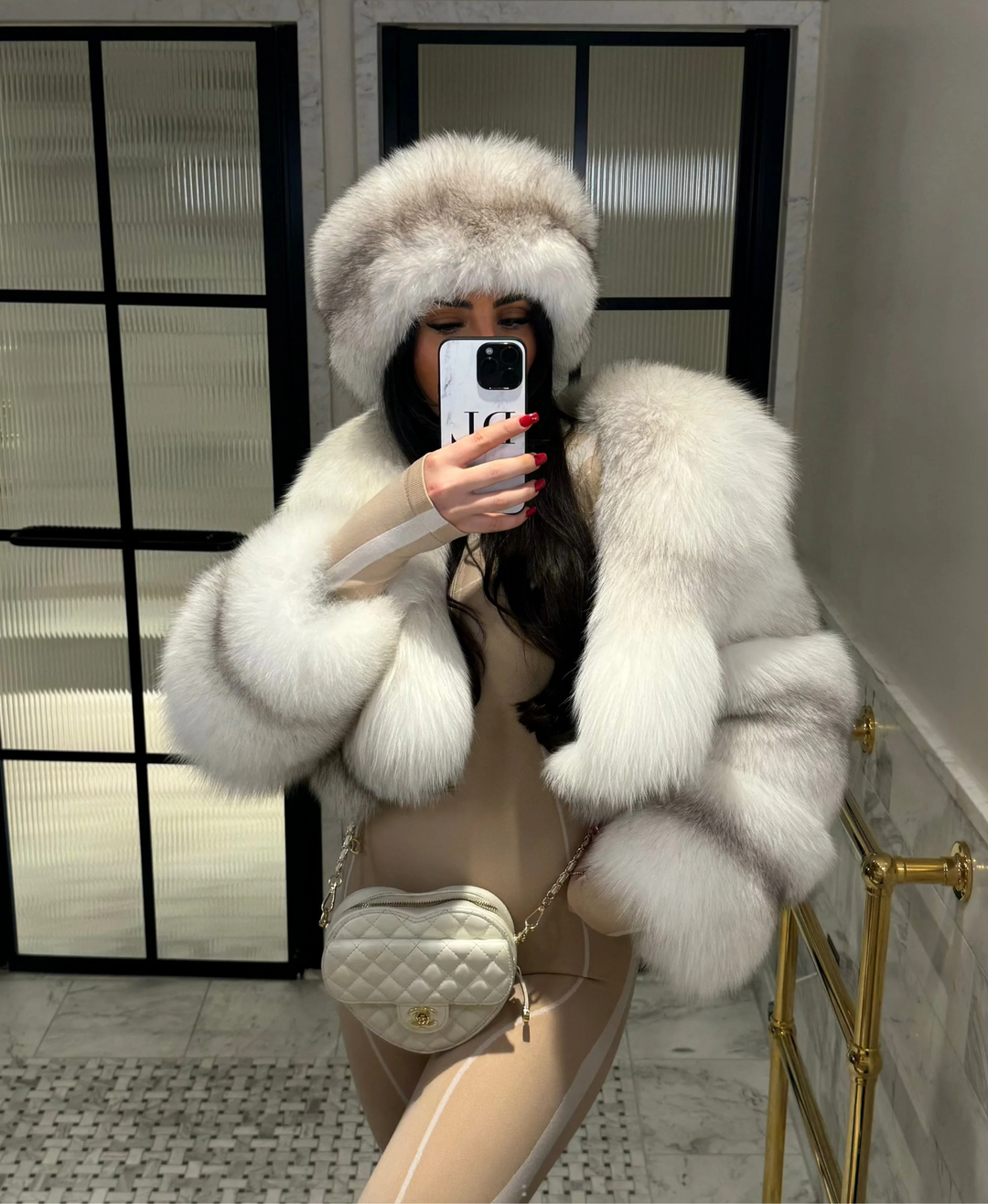 Classic Straight Rows Collar Fur Coat