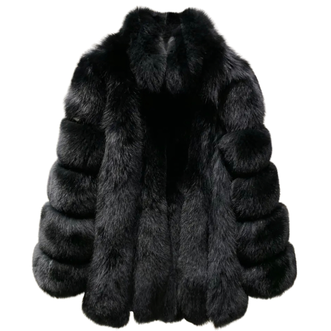 Straight Rows Luxe Long Collar Fur Coat