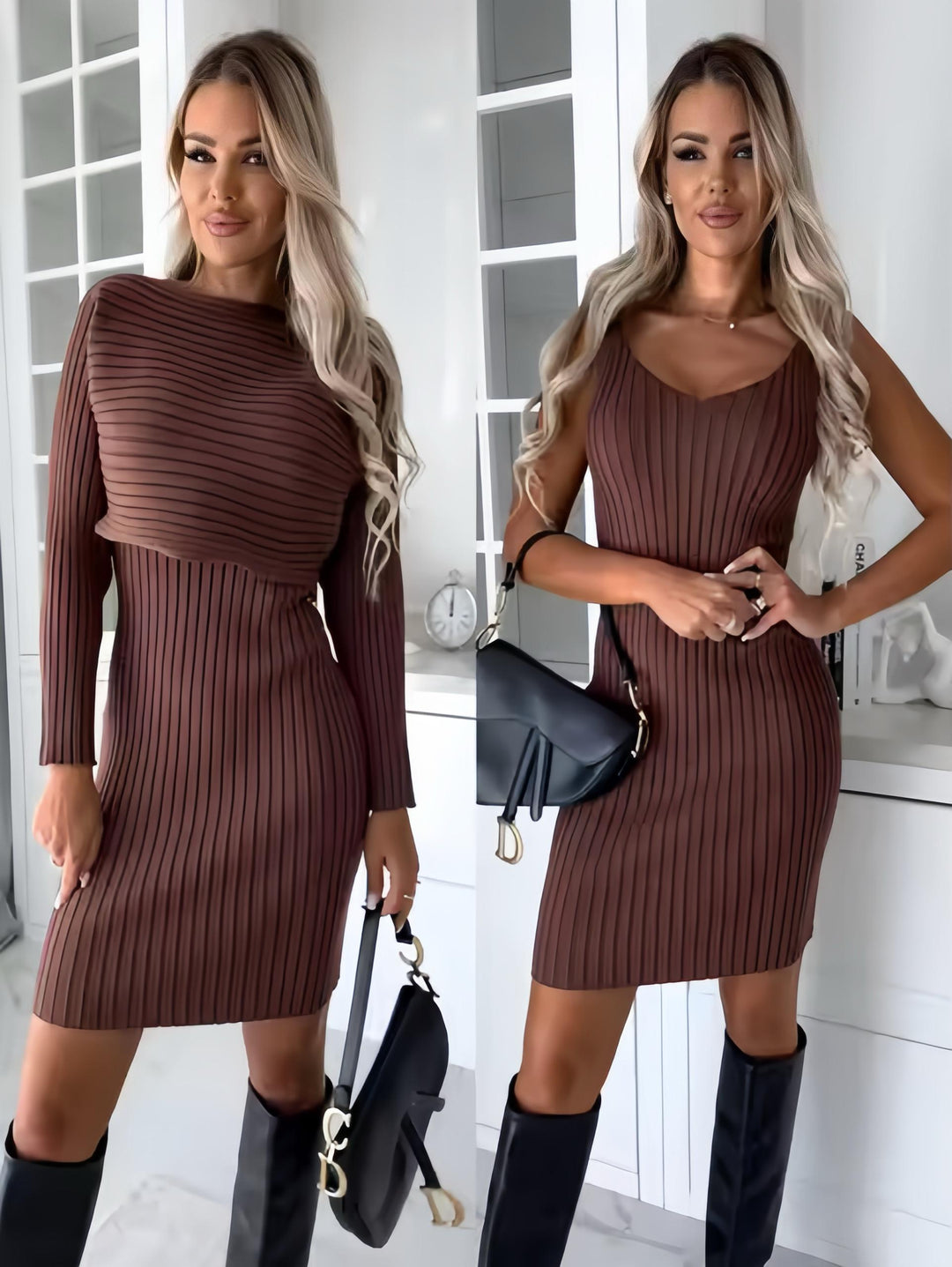 LENA™ | LONG-SLEEVE TOP AND STRAP MINI DRESS SET