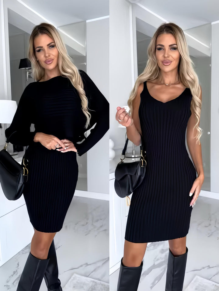 LENA™ | LONG-SLEEVE TOP AND STRAP MINI DRESS SET