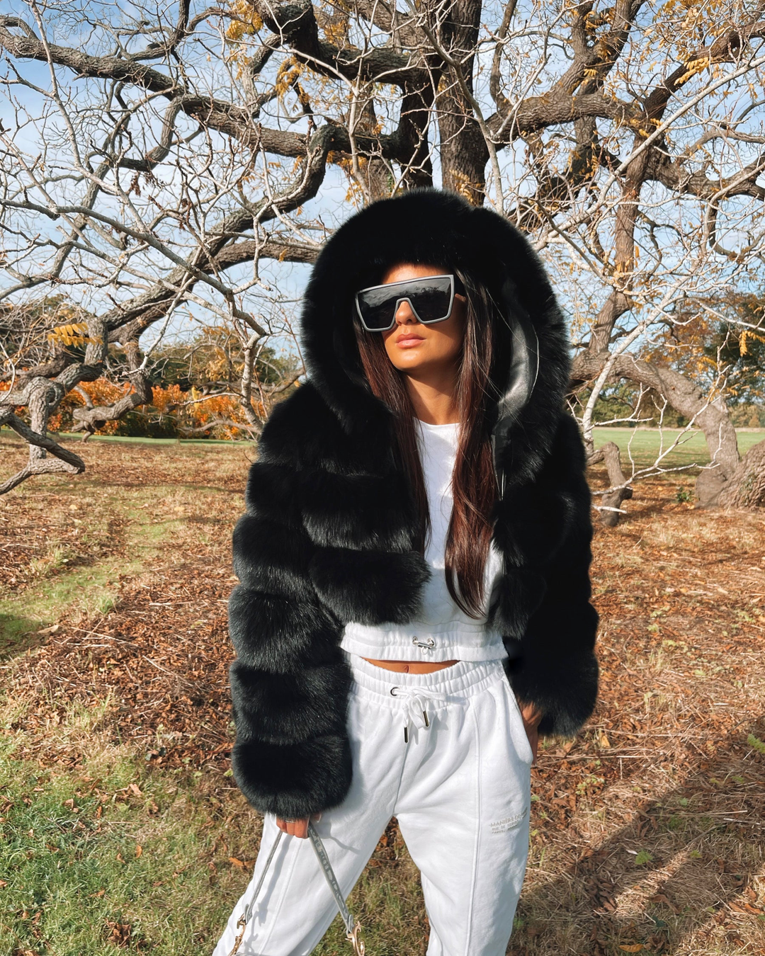 Casual Cropped Mini Hooded Fur Coat