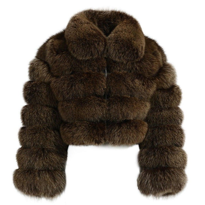 Zipped Closure Mini Fur Coat