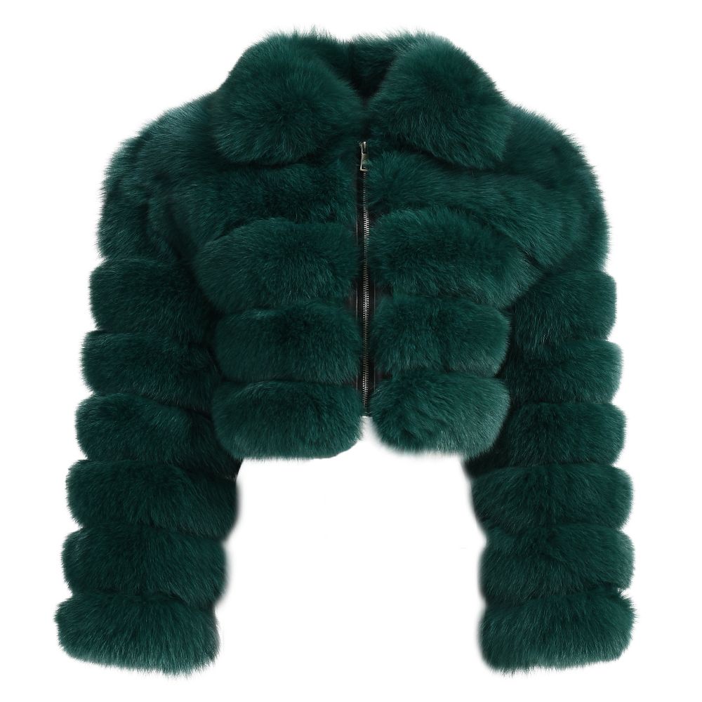 Zipped Closure Mini Fur Coat