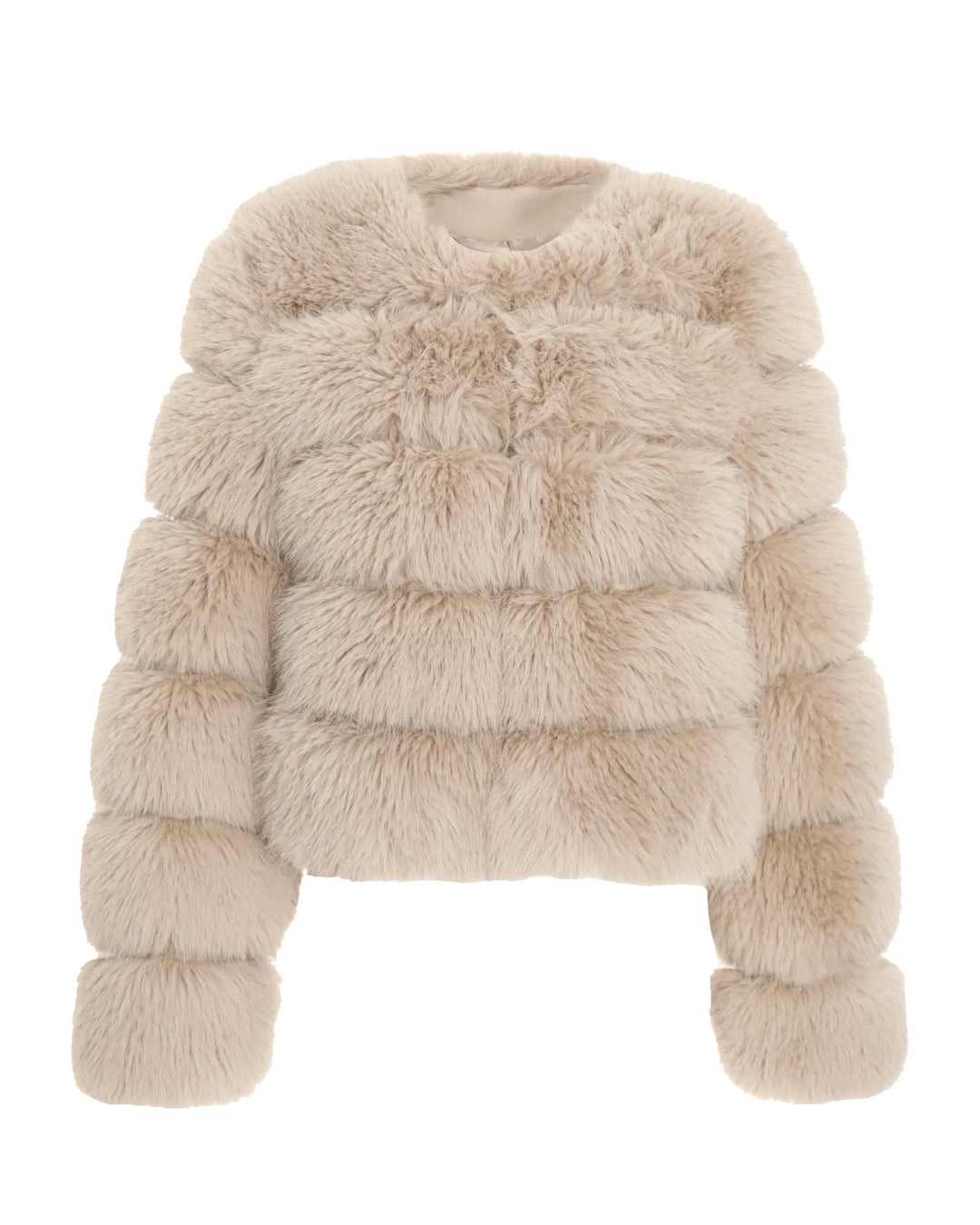 Sleek Tailored 6 Rows Collar Fur Coat