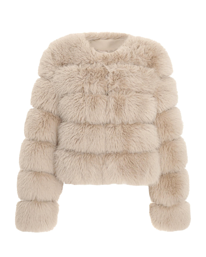 Sleek Tailored 6 Rows Collar Fur Coat