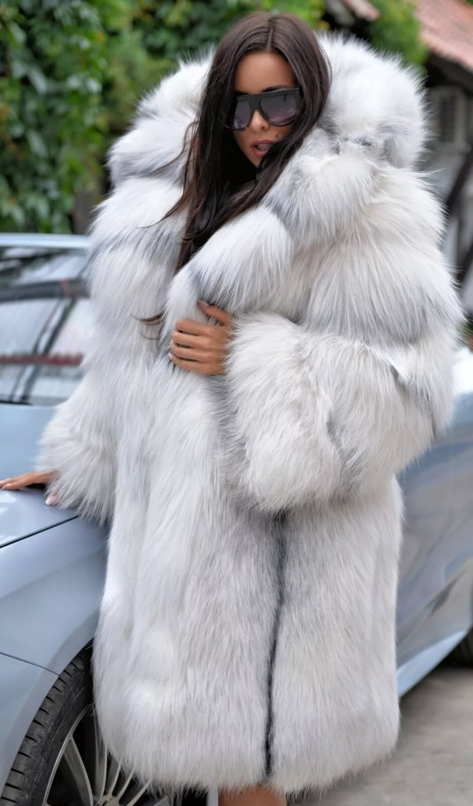 Plush Long Faux Fox Fur Coat